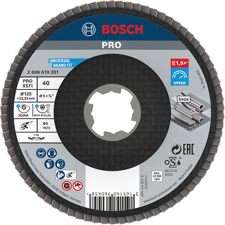 Ламелен диск за шлайфане Bosch на метал и неръждаема стомана X