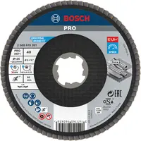 Ламелен диск за шлайфане Bosch на метал и неръждаема стомана  X-lock, 125 мм, P40, конусен, PRO X571
