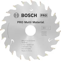 Диск карбиден за рязане Bosch на дърво, пластмаса, гипсокартон  85 мм, 15 мм, 1 мм, 30 z, PRO Multi Material cordless