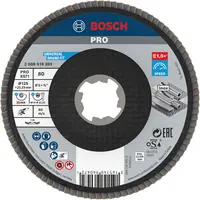 Ламелен диск за шлайфане Bosch на метал и неръждаема стомана  X-lock, 125 мм, P80, конусен, PRO X571