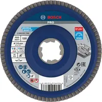 Ламелен диск за шлайфане Bosch на метал и неръждаема стомана  X-lock, 115 мм, P120, конусен, PRO X571