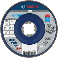 Ламелен диск за шлайфане Bosch на метал и неръждаема стомана  X-lock, 125 мм, P120, конусен, PRO X571