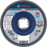 Ламелен диск за шлайфане Bosch на метал и неръждаема стомана  X-lock, 125 мм, P80, конусен, PRO X571