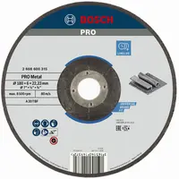 Диск карбофлексен за шлайфане Bosch на метал  180 мм, 22.23 мм, 6 мм, PRO Metal