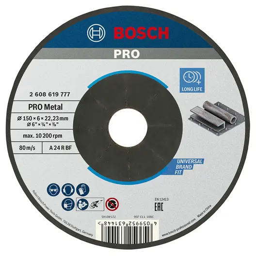 Диск карбофлексен за шлайфане Bosch на метал  150 мм, 22.23 мм, 6 мм, PRO Metal