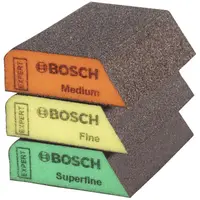 Шкурка върху гъба за ръчно шлайфане Bosch комплект  97x69x26 мм, много фина, средна, фина, 20 бр., Expert S470