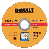 Диск карбофлексен за рязане DeWALT на неръждаема стомана  125 мм, 1 мм, 22.2 мм, Stainless Steel