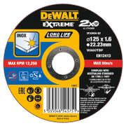 Диск карбофлексен за рязане DeWALT на неръждаема стомана  125 мм, 22.23 мм, 1.6 мм, Extreme - product - 001 DWT2779