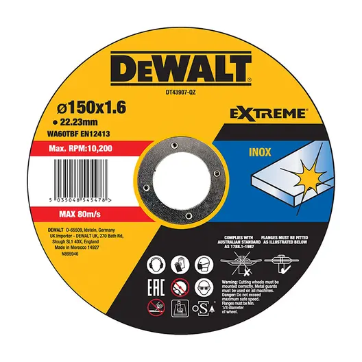 Диск карбофлексен за рязане DeWALT на неръждаема стомана  150 мм, 1.6 мм, 22.23 мм, Extreme