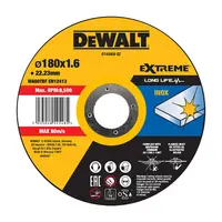 Диск карбофлексен за рязане DeWALT на неръждаема стомана  180 мм, 1.6 мм, 22.23 мм, Extreme