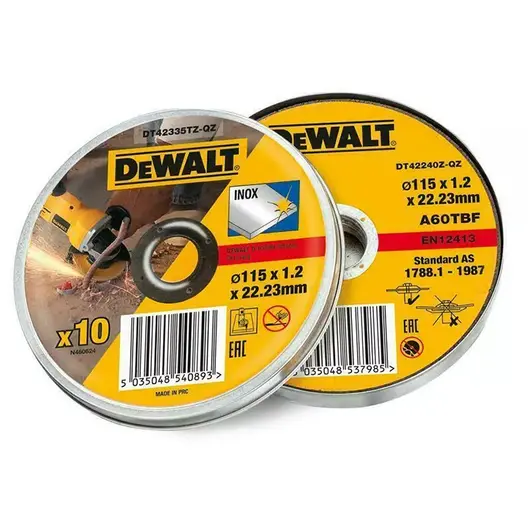 Диск карбофлексен за рязане DeWALT на неръждаема стомана  115 мм, 10 бр., 1.2 мм, 22.23 мм
