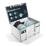 Шкурка за ротационен шлайф Festool с велкро без отвори комплект 150 мм, P120, P180, P240, P60, P80, 102 бр., SYS-STF D150 GR NET-Set - product - 001 FST3365