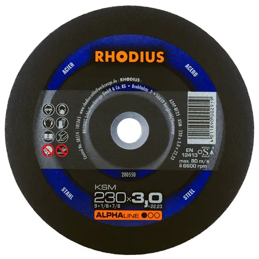 Диск карбофлексен за рязане Rhodius на метал  230 мм, 3 мм, 22.23 мм, KSM