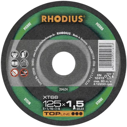 Диск карбофлексен за рязане Rhodius на камък и неметали  125 мм, 1.5 мм, 22.23 мм, XT66