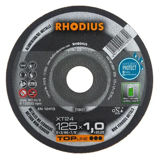 Диск карбофлексен за рязане Rhodius на алуминий  125 мм, 1.5 мм, 22.2 мм, XT24