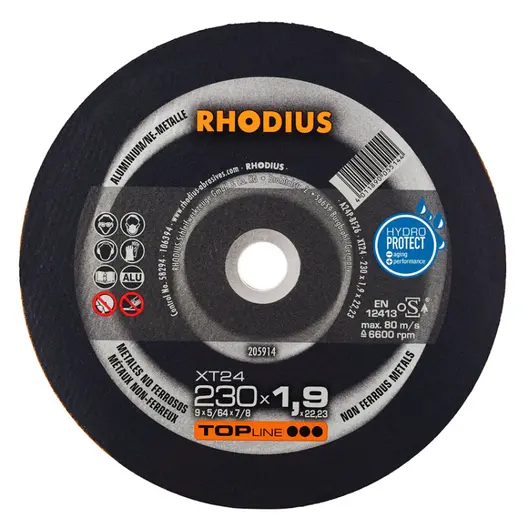 Диск карбофлексен за рязане Rhodius на алуминий  230 мм, 1.9 мм, 22.2 мм, XT24