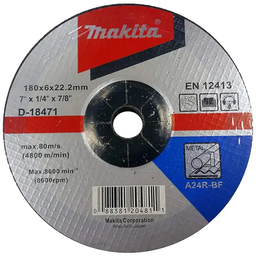 Диск карбофлексен за шлайфане Makita на метал  180 мм, 22.23 мм, 6 мм, D-18471