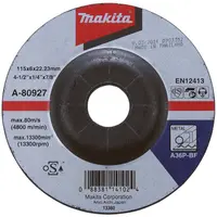 Диск карбофлексен за шлайфане Makita на метал  115 мм, 22.23 мм, 6 мм, A-80927