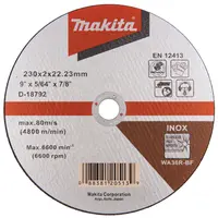 Диск карбофлексен за рязане Makita на неръждаема стомана  230 мм, 2 мм, 22.2 мм, D-18792