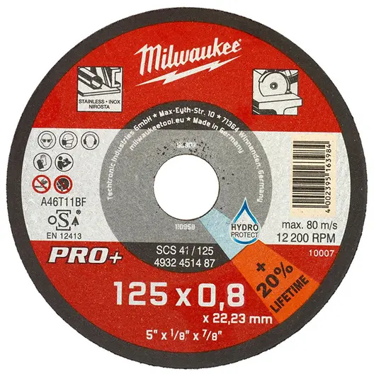 Диск карбофлексен за рязане Milwaukee на метал  125 мм, 0.8 мм, 22.22 мм, SCS 42