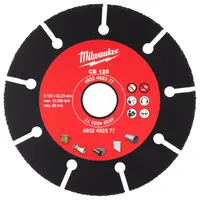 Диск карбиден за рязане Milwaukee на дърво, пластмаса, гипсокартон  125 мм, 22.23 мм, CB 125