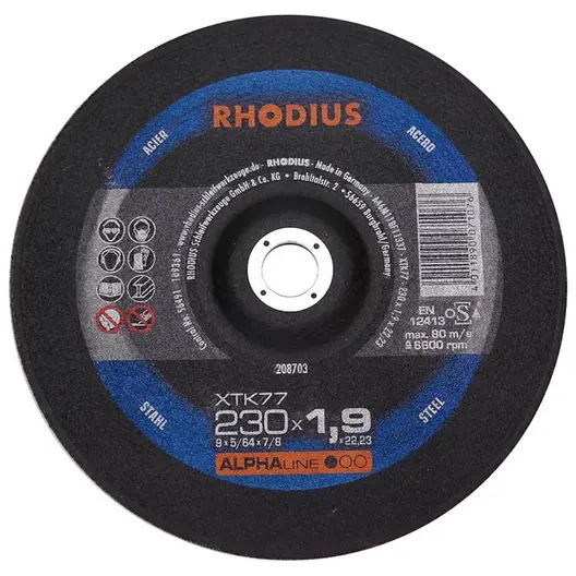 Диск карбофлексен за рязане Rhodius на метал  230 мм, 1.9 мм, 22.23 мм, XTK77