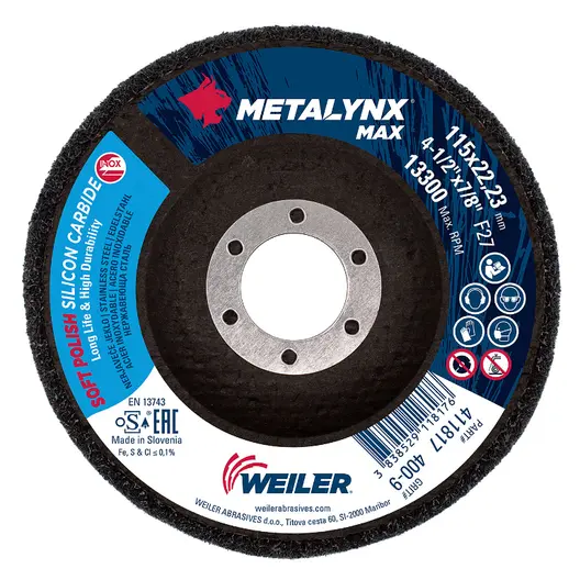 Диск за полиране Weiler от филц за ъглошлайф  115х22.2 мм, P400, Metalynx