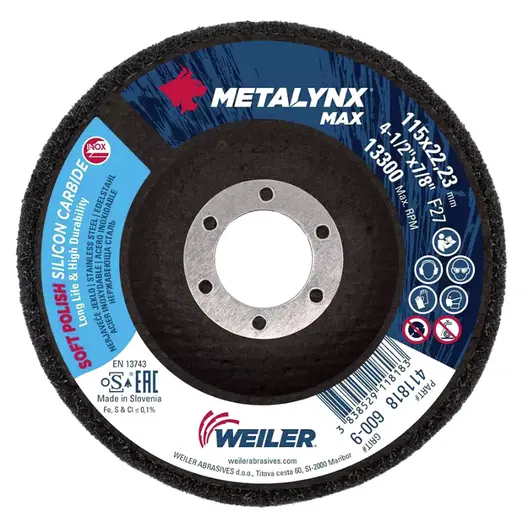 Диск за полиране Weiler от филц за ъглошлайф  115х22.2 мм, P600, Metalynx