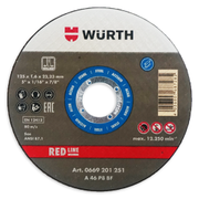 Диск карбофлексен за рязане Wurth на метал  115 мм, 22.23 мм, 1 мм, Red Line Metal - product - 001 WUR2726