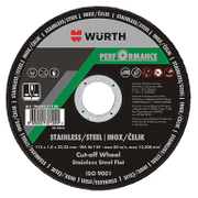 Диск карбофлексен за рязане Wurth на неръждаема стомана  115 мм, 22.23 мм, 1 мм, Performance Inox - product - 001 WUR2731