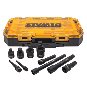 Адаптор преход за вложки DeWALT комплект с кардани и удължители 10 бр., 1/4", 3/8", 1/2", DWMT74741