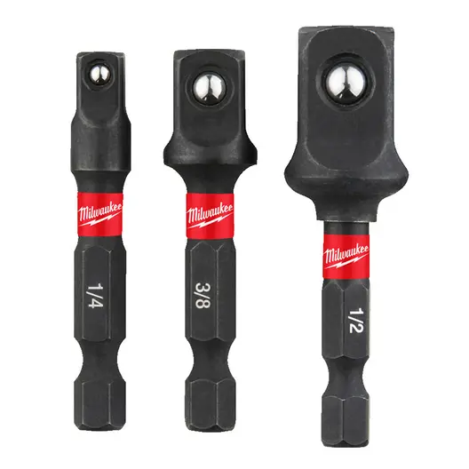 Адаптор преход за вложки Milwaukee  3 бр., шестостен - квадрат, 1/4" х 3/8" х 1/2", Shockwave