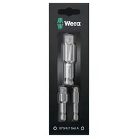 Адаптор преход за вложки Wera  3 бр., шестостен - квадрат, 1/4" х 3/8" х 1/2", 870/4/7 Set A SB
