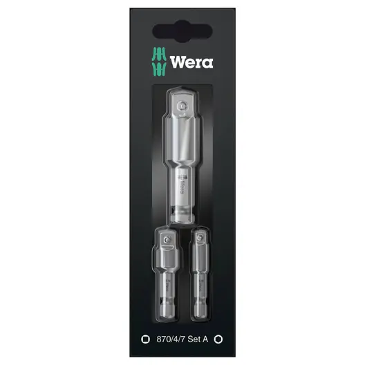 Адаптор преход за вложки Wera  3 бр., шестостен - квадрат, 1/4" х 3/8" х 1/2", 870/4/7 Set A SB