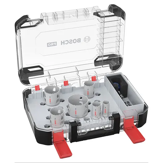 Боркорона универсална Bosch със захват Power Change Plus комплект 22, 29, 35, 44, 51, 65х44 мм, 9 бр., PRO Multi Material PC Plus