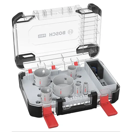 Боркорона универсална Bosch със захват Power Change Plus комплект 19, 25, 38, 44, 68, 83х44 мм, 9 бр., PRO Multi Material PC Plus