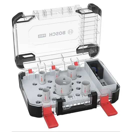 Боркорона универсална Bosch със захват Power Change Plus комплект 19, 25, 30, 35, 40, 68х44 мм, 9 бр., PRO Multi Material PC Plus
