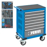 Шкаф Fervi с инструменти метален подвижен  235 бр., 770x460x985 мм, 190 кг, син, C960C3C