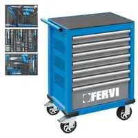 Шкаф Fervi с инструменти метален подвижен  290 бр., 770x460x985 мм, 190 кг, син, C960CA