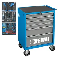 Шкаф Fervi с инструменти метален подвижен  235 бр., 744x461x964 мм, 150 кг, син, C900C3C