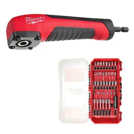 Приставка за винтоверт Milwaukee ъглова с 48 бита 1/4", Shockwave