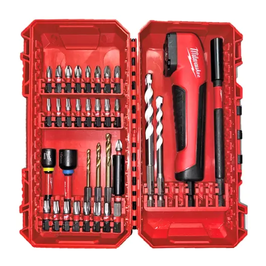 Приставка за винтоверт Milwaukee ъглова 38 части 1/4", Shockwave