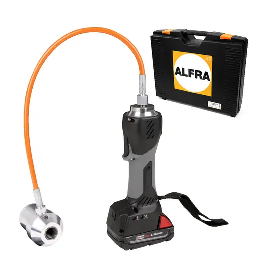 Акумулаторна преса за щанцоване Alfra  с 1 батерия и зарядно, 18 V, 2 Ah, 75 kN, Akku-Compact Flex