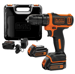 Винтоверт Black & Decker акумулаторен 10.8 V, 1.5 Ah, 26 Nm, 1-10 мм, BDCDD12KB