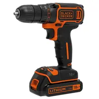 Акумулаторен винтоверт Black & Decker с колекторен двигател  с 2 батерии и зарядно, 18 V, 1.5 Ah, 30 Nm, 1-10 мм, BDCDC18B
