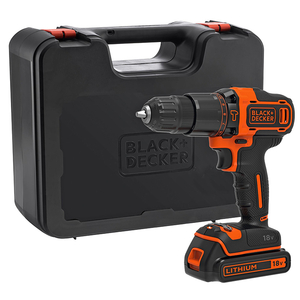 Бормашина винтоверт Black & Decker акумулаторна ударна с 1 батерия и зарядно, 18 V, 1.5 Ah, 40 Nm, 1-10 мм, BDCHD18K