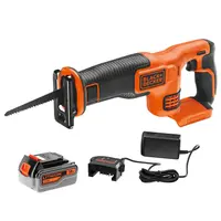 Саблен трион Black & Decker акумулаторен  с 1 батерия и зарядно, 18 V, 4 Ah, 3000 хода/мин, 22 мм, BDCR18M1