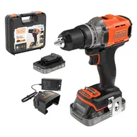 Акумулаторен винтоверт Black & Decker с колекторен двигател  с 2 батерии и зарядно, 18 V, 2 Ah, 45 Nm, 13 мм, BCD382D2XK