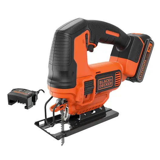 Акумулаторен прободен трион зеге Black & Decker  с 1 батерия и зарядно, 18 V, 2.5 Ah, 0-2500 хода/мин, 19 мм, BDCJS18E1