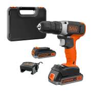 Акумулаторен винтоверт Black & Decker с колекторен двигател  с 2 батерии и зарядно, 18 V, 2.5 Ah, 37 Nm, 10 мм, BCD001E2K - product - 004 BKD2919